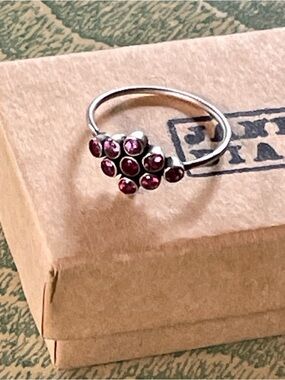 Jane Diaz | Rhodalite Garnet Nine Stone Ring in Sterling Silver, Sz 8.5 ♥ EUC